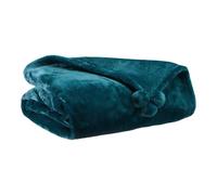 Vivaraise Plaid à pompons Tender Bleu paon 130 x 170