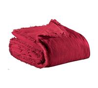 Vivaraise - Plaid Fara - 135x200 cm - Couverture d'appoint Chaude, jeté de canapé Doux - 100% Velours de Coton - Couvre-lit cocooning - Finition à Franges