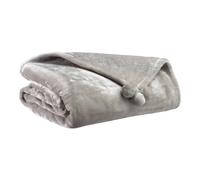 Vivaraise Tender Plaid à pompons gris perle - 130 x 170 cm