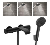 Vivenis Pulsify Set Mitigeur bain/douche, bec cascade + Douchette 3 jets Relaxation avec support et flexible