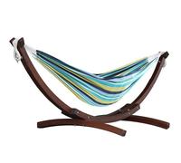 VIVERE HAMAC DOUBLE EN COTON AVEC SUPPORT EN PIN MASSIF (260 CM) - CAYO REEF