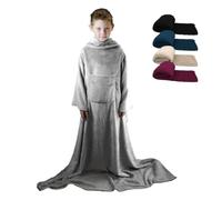 Vivezen - Couverture polaire plaid intégral avec manches et poche - Taille enfant ou adulte jusqu'à 1m65 - Plusieurs coloris