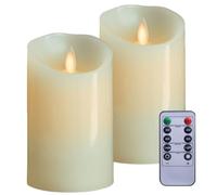 Vivezen - Lot de 2 bougies à LED 12.5 cm en cire avec télécommande, flamme vacillante