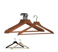 Lot de 20 cintres 44.5 cm pour vêtements adulte premium avec crochet pivotant à 360° - Bois foncé -