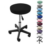Tabouret rond à roulettes réglable en hauteur de 43.5 à 60.5 cm et pivotable à 360° - Noir -
