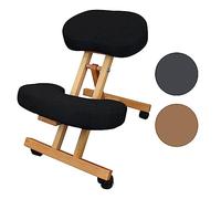 Siège assis-genoux en bois pliable et réglable - VIVEZEN - Noir - Ergonomique