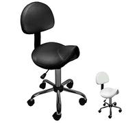 Vivezen - Tabouret ergonomique à roulettes avec dossier réglable en hauteur de 49 à 62 cm et pivotable à 360° - 2 coloris