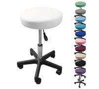 Tabouret rond à roulettes - blanc