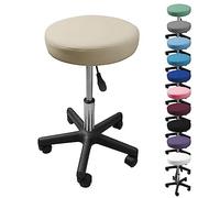 Tabouret rond à roulettes - blanc