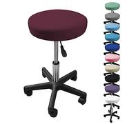Vivezen Tabouret rond à roulettes – réglable 43,5–60,5 cm pivotable 360° – Prune