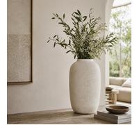 VIVI SPACE - Jardinière ronde béton 30x51cm blanche, artisanale, résistante intempéries, int/ext, déco plante