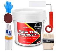 Vividye Peinture pour Baignoire et Carrelage 1000g - Kit de Rénovation de Carrelage avec Kit D'outils - Pour Baignoire, Plan de Travail, Lavabo, Sol, Mur et Cuisine - Étanche et sans COV (Blanc)