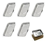 VIVIIHOO Ensemble de 5 Porte-Outils Magnétiques - Plateau & Étagère Inoxydable 95x65mm, Aimant Robuste pour Vis, Perceuses, Clous, Outil Atelier Automobile Anti-Perdre