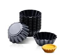 VIVIIHOO Lot de 12 mini moules à tartelettes, en acier au carbone, antiadhésifs, réutilisables, pour gâteaux, muffins, puddings, 6,5 cm de diamètre