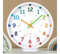 VIVILINEN Horloge Murale Apprentissage pour Enfants Pendule Murale Silencieuse Horloge de Bureau Facile à Lire pour Salon, École, Chambre d'enfant