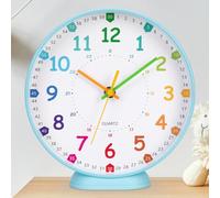 VIVILINEN Horloge Murale Apprentissage pour Enfants Pendule Murale Silencieuse Horloge de Bureau Facile à Lire pour Salon, École, Chambre d'enfant