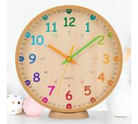 VIVILINEN Horloge Murale Apprentissage pour Enfants Pendule Murale Silencieuse Horloge de Bureau Facile à Lire pour Salon, École, Chambre d'enfant
