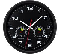 VIVILINEN Horloge Murale Radio-Pilotée avec Thermomètre et Hygromètre | Pendule Murale à Quartz Moderne Silencieuse sans Tic-Tac pour Salon Chambre Bureau Cuisine