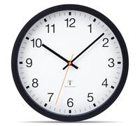 VIVILINEN Horloge Murale Radio Pilotée Silencieuse sans Tic-Tac 30cm | Pendule Murale Design Moderne pour Chambre Cuisine Salon Changement d'heure Automatique, Noir