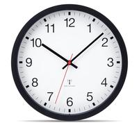 VIVILINEN Horloge Murale Radio Pilotée Silencieuse sans Tic-Tac 40cm | Pendule Murale Design Moderne pour Chambre Cuisine Salon Changement d'heure Automatique, Noir