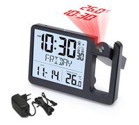 VIVILINEN Réveil Projecteur Plafond Radio Piloté avec Prise Électrique, Réveil Matin sur Secteur avec 2 Alarmes, Capteur de Lumière, Projection de la Température, Snooze, Date et Affichage du Jour