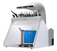 VIVOHOME Kit Cabine de Peinture Aérographe Portable avec 3 Lumières LED, Supports de Pistolets, Table Tournante et Tuyau Filtrant pour Peinture, Modélisme et Artisanat