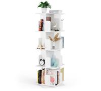 VIVOLILV Bibliothèque 4 Niveaux - Bibliothèque Rotative 360° Étagère tournante - Meuble pivotant - 40x40x130cm
