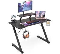 VIVOLILV Bureau gaming - Fibre de Carbone - L 100 x P 54.5 x H 75 cm - Bureau gamer Form Z - Noir