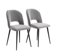 VIVOLILV Chaise salle a manger - Siège en Velours Gris,Pieds en Métal Noir - chaise Pour cuisine - Lot de 2