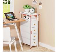 VIVOLILV Commode meuble de rangement 4 tiroirs en tissu,Contemporain - Design,Commode chambre Étroite Blanc,Chambre,25x49x88 cm