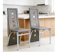 VIVOLILV Lot de 2 Chaises de Salle à Manger,Chaises de Cuisine,Haute Dossier,PU , 42,5x42x101,5 cm,Pour Salle à Manger,Gris