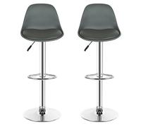 VIVOLILV Lot de 2 Tabourets de bar Gris - Hauteur réglable 83-103 cm - Tabourets de Bar en Simili Cuir avec Repose Pied - 360°