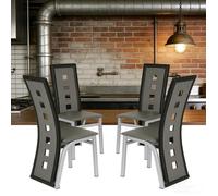 VIVOLILV Lot de 4 Chaises de Salle à Manger,Chaises de Cuisine,Haute Dossier,PU,42,5x42x101,5 cm,Pour Salle à Manger,Noir+Gris