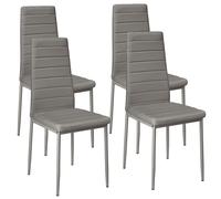 VIVOLILV Lot de 4 Chaises de Salle à Manger Rembourrées Épaisses, Chaise Cuisine à Dossier Haut, Daim Doux, Cadre en Métal,Gris