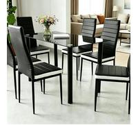 VIVOLILV Lot de 4 chaises ROMANE,Salle à manger,Simili cuir noir et blanc,Rembourrées,Pieds métal,Design moderne,42x48x98 cm