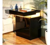 VIVOLILV Table de Chevet avec 3 Tiroirs,avec Armoires Coulissantes Cachées,40x35x61cm,Chevet RGB,Noir