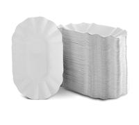 Vivopack® Lot de 250 bols à frites, 17 x 10,5 x 3 cm, blancs, compostables, en carton, jetables, respectueux de l'environnement, assiettes jetables en carton