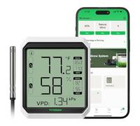 VIVOSUN AeroLab THB1 Thermomètre Hygromètre Bluetooth sans Fil Moniteur de Température Intelligent VPD Humidimètre Numérique Télécommande&Alerte LCD Stockage de Données Double canal, Batterie Incluse