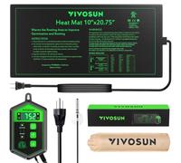 VIVOSUN Kit Combiné de Tapis Chauffant 25x52cm pour Semis et de Thermostat Numérique, Certifié UL et MET pour Intérieur Serre Germination Hydroponique, Jardin Intérieur