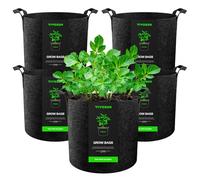 VIVOSUN Lot 5 Sac de Plantation 12L Sacs de Culture Tissu Non Tissé, Pots Tissu Épais Haute Résistance avec Poignées pour Légumes, Fleurs, Fruits, Serre et Jardin