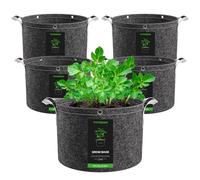 VIVOSUN Lot 5 Sac de Plantation 25L Sacs de Culture Tissu Non Tissé Sac à Plantes 500g/m² Épaisseur, Pots Tissu avec Poignées et Anneaux Polyvalents, Idéal pour LST, Fruits, Légumes et Fleurs