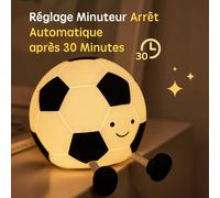 VIVREAL A032 Veilleuse LED ballon de football rechargeable en silicone souple, ABS et PP, 3 niveaux de luminosité, charge Type-C - Blanc