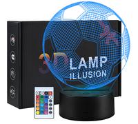 VIVREAL Lampe de football LED 3D avec télécommande, 16 couleurs, prise USB, base plate en acrylique et base en ABS
