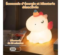 VIVREAL Lampe de nuit licorne pour enfants, adorable, en silicone, LED dimmable, rechargeable, lampe tactile pour chevet, décoration chambre, vendre pour le Nouvel An, top cadeaux