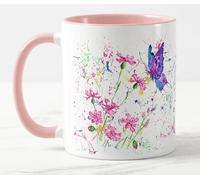 Vixar Tasse colorée à l'aquarelle avec fleurs et papillons
