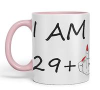 Vixar Tasse colorée en céramique avec inscription « I am 29 + 1 Woman Hand » - 330 ml - Cadeau idéal pour le café ou le thé - Cadeau d'anniversaire - 30 ans - Rose