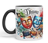 Vixar Tasse en céramique colorée pour professeur de théâtre, cadeau de fin d'école, pour thé, café, infusion chaude, 330 ml, cadeau (noir)