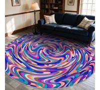 VIXENIUM Tapis Rond Psychédélique Salon Chambre 180 cm de Diamètre | Motif Abstrait Couleur Vortex, Antidérapant, Lavable, Poil Ras, Doux Carpet, Decoration, Moquette, Paillassons