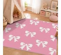 VIXENIUM Tapis Rose Nœud Enfant Salon Chambre Interieur Carré 100x100 cm | Motif Fille Princesse Kawaii, Pliable, Antidérapant, Lavable, Carpet, Decoration, Moquette, Garcon, Fille, Ado