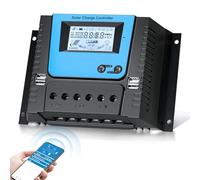 VIXKPIRR 60A Contrôleur de Charge Solaire PWM 12V 24V 36V 48V Bluetooth | Régulateur Charge Solaire 60A avec Capteur Température, écran LCD, 4 Ports USB, pour Batteries Plomb-Acide, Gel et Lithium